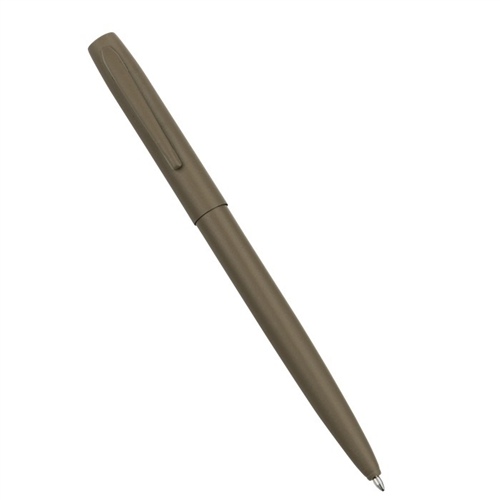 Rite in the Rain all-weather metal clicker pen in flat dark earth color, designed for unmatched durability and performance.